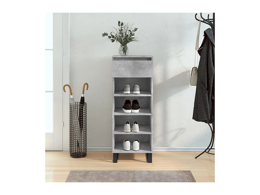 Armoire à chaussures Gris béton 40x36x105 cm Bois d'ingénierie