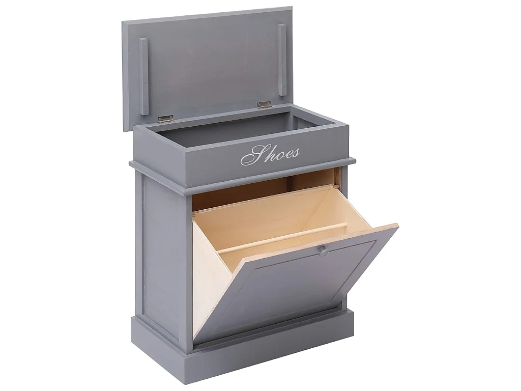 Armoire à chaussures Gris 50 x 28 x 58 cm Bois de Paulownia