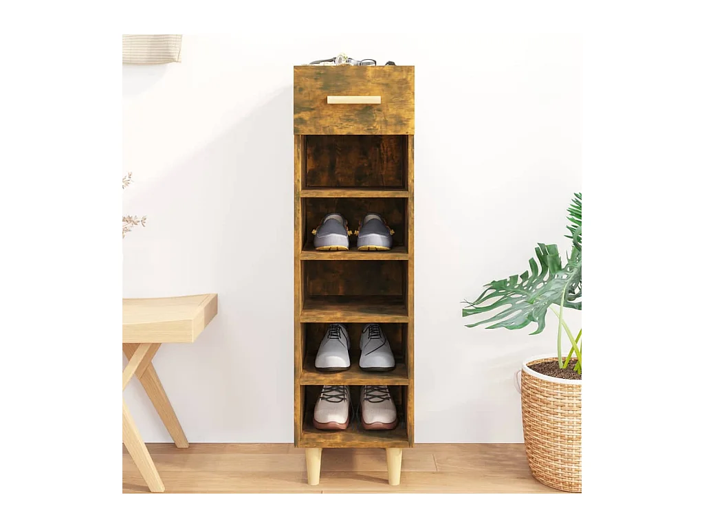 Meuble à chaussures Chêne fumé 30x35x105 cm Bois d'ingénierie