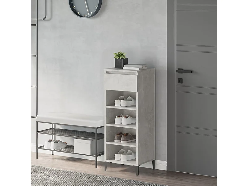 scarpiera Grigio cemento 40x36x105 cm MDF
