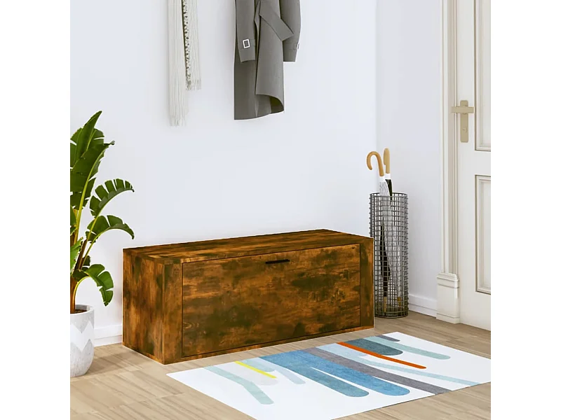 Scarpiera a parete Rovere affumicato 100x35x38 cm