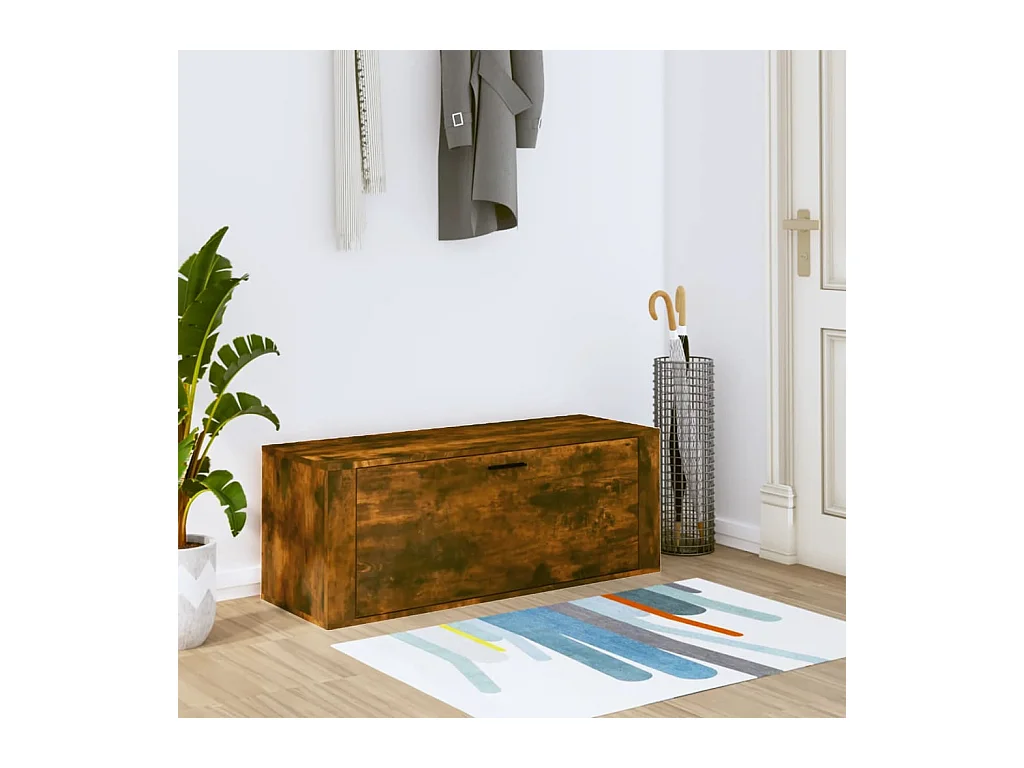 Schuhschrank zur Wandmontage, geräucherte Eiche, 100 x 35 x 38 cm