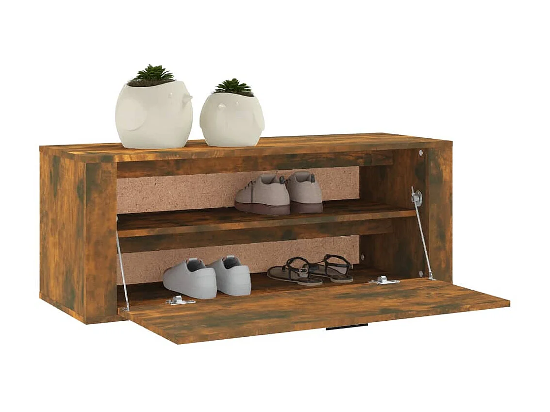 Armoire à chaussures murale Chêne fumé 100x35x38 cm