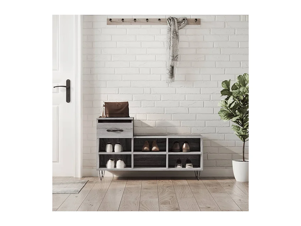 Armoire à chaussures Sonoma gris 102x36x60 cm Bois d'ingénierie