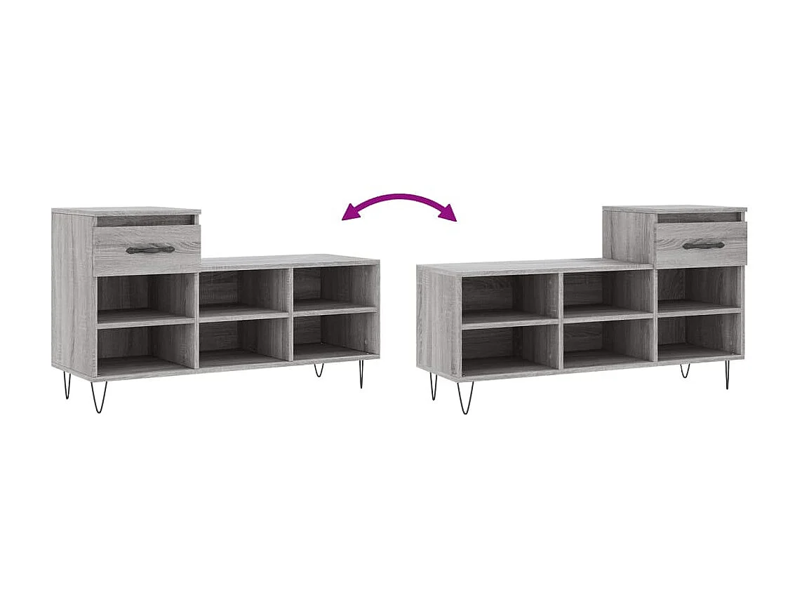 Sonoma Schuhschrank grau 102x36x60 cm Holzwerkstoff