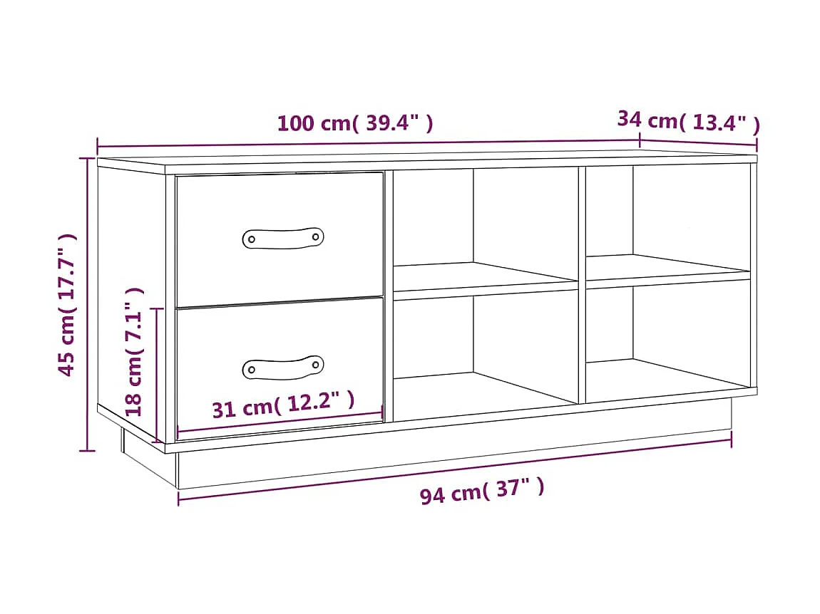 Schoenenbank 100x34x45 cm Massief grenenhout