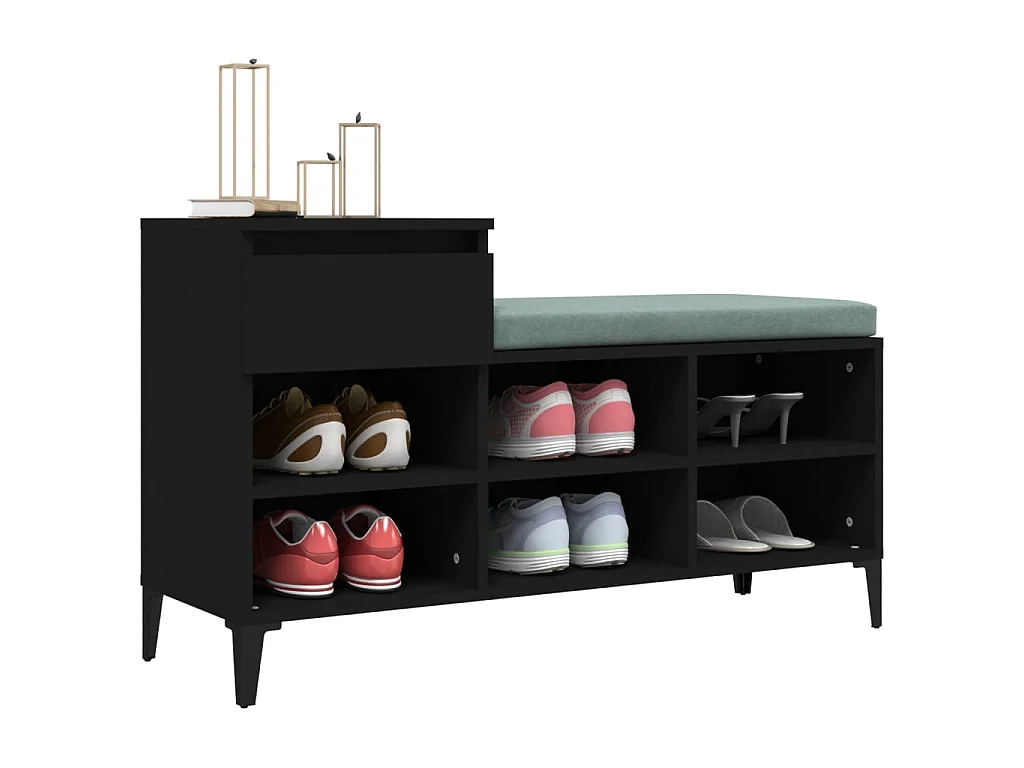 Zapatero Negro 102x36x60 cm Madera contrachapada