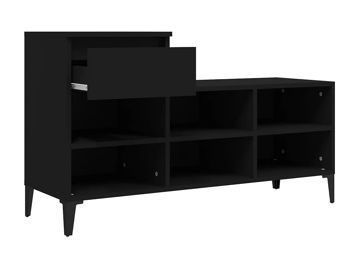 Zapatero Negro 102x36x60 cm Madera contrachapada