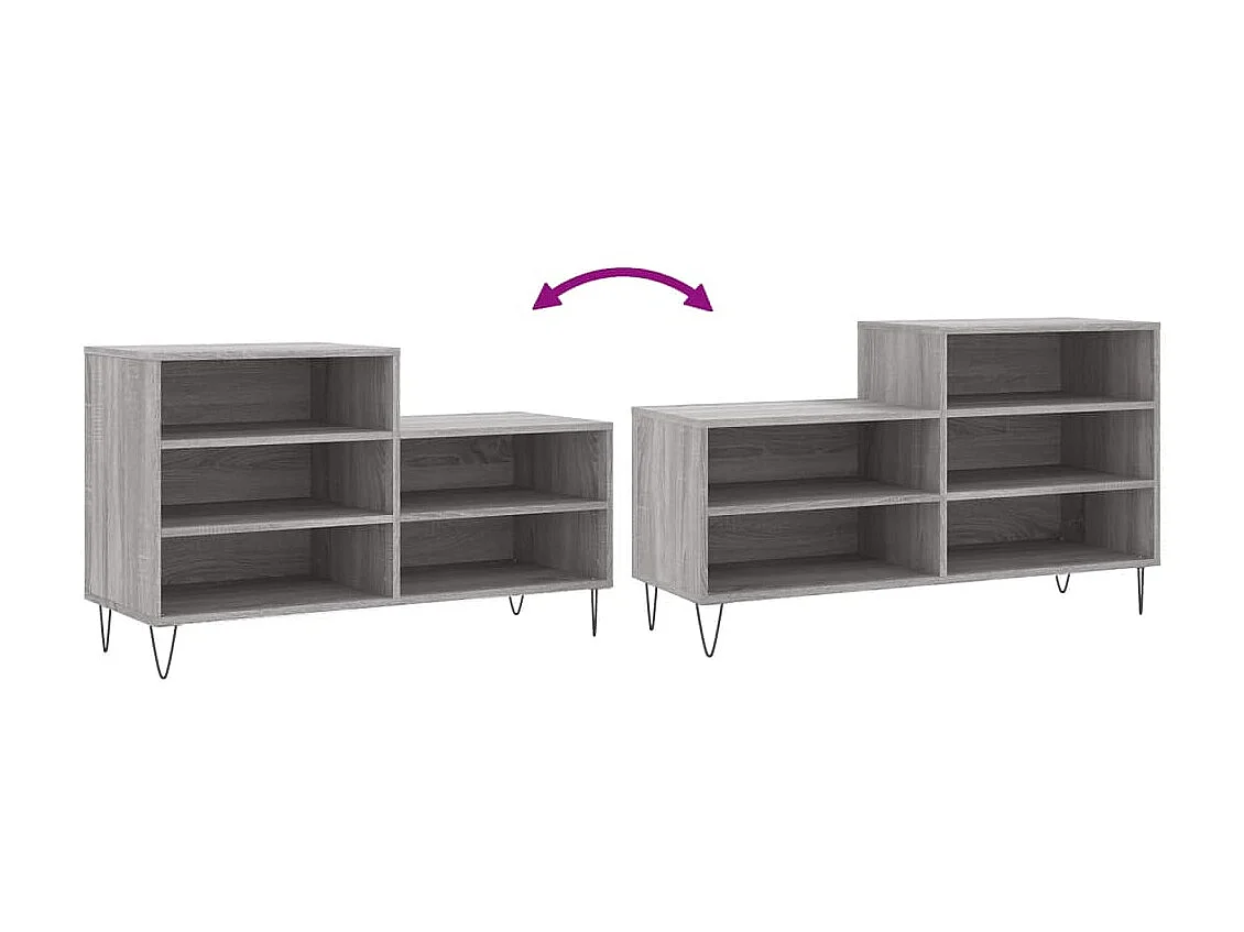 Armoire à chaussures Sonoma gris 102x36x60 cm Bois d'ingénierie