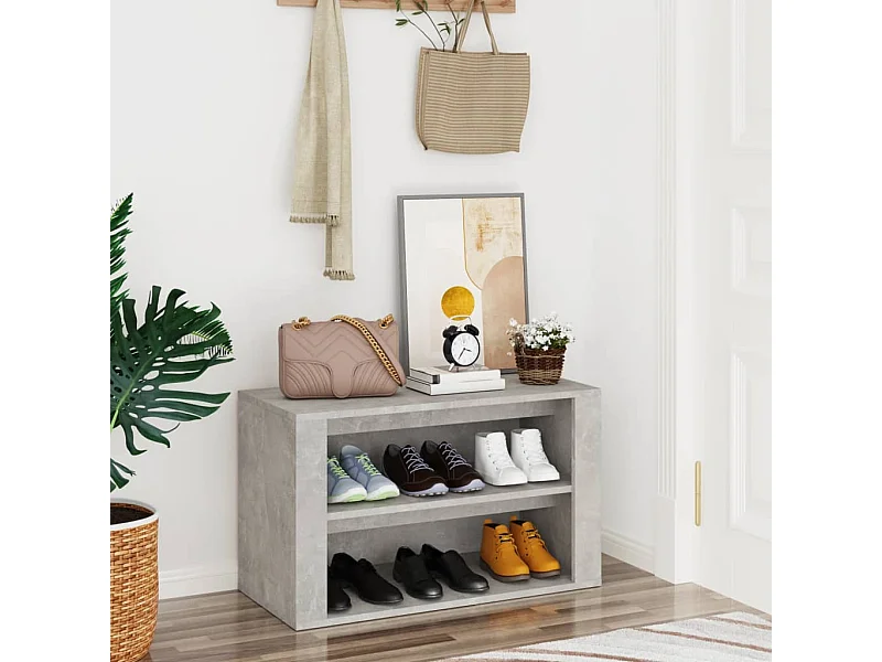 étagère à chaussures Gris béton 75x35x45 cm Bois d'ingénierie