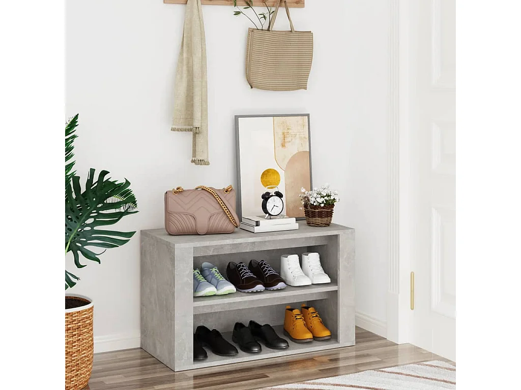 étagère à chaussures Gris béton 75x35x45 cm Bois d'ingénierie