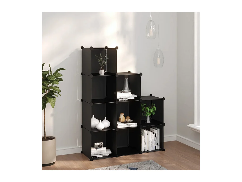Cubes de rangement 9 pcs Noir PP
