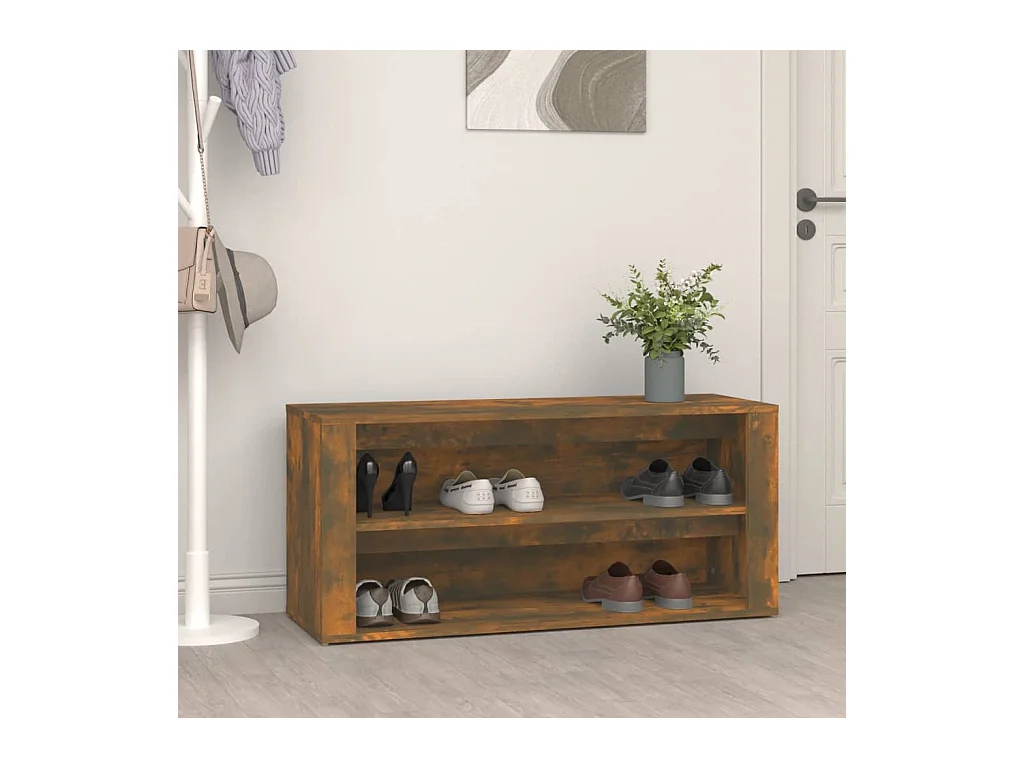 Schuhregal Räuchereiche 100x35x45 cm Holzwerkstoff