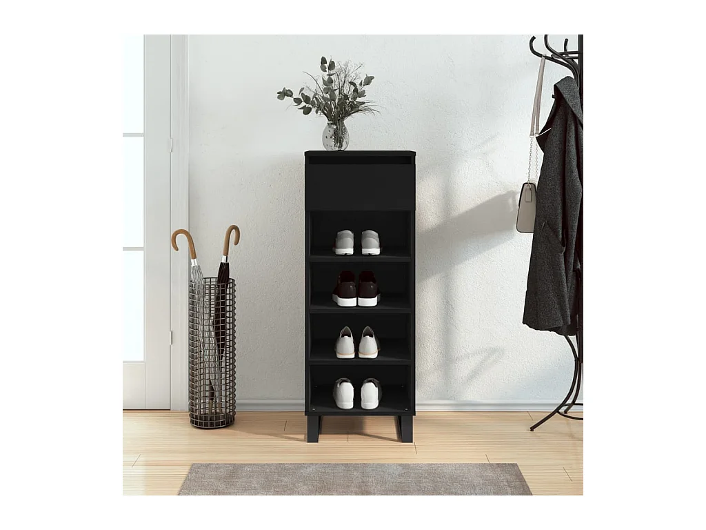 Schoenenkast Zwart 40x36x105 cm Bewerkt hout