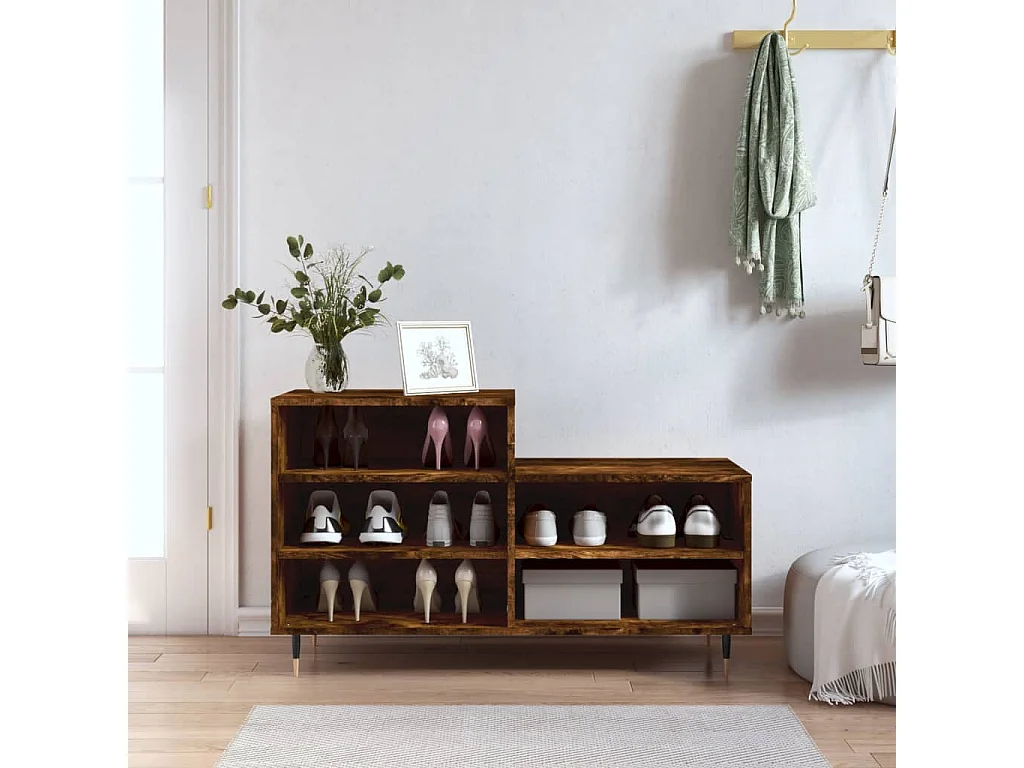 Armoire à chaussures Chêne fumé 102x36x60 cm Bois d'ingénierie