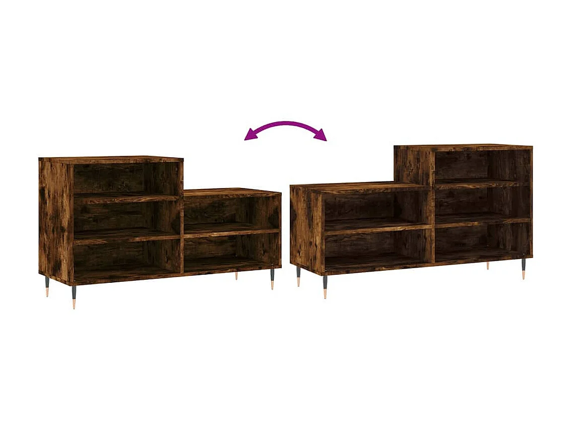 Armoire à chaussures Chêne fumé 102x36x60 cm Bois d'ingénierie