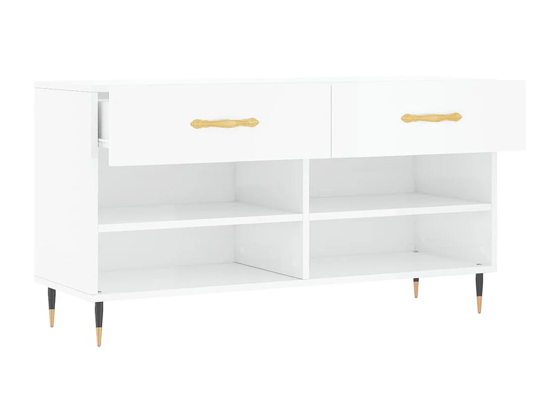 Glanzend witte schoenenbank 102x35x55 cm samengesteld hout