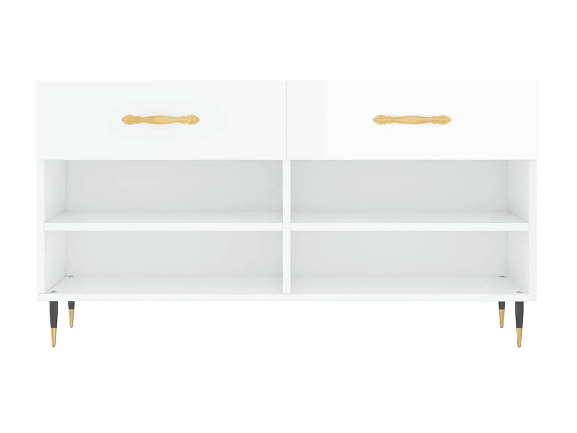 Glanzend witte schoenenbank 102x35x55 cm samengesteld hout