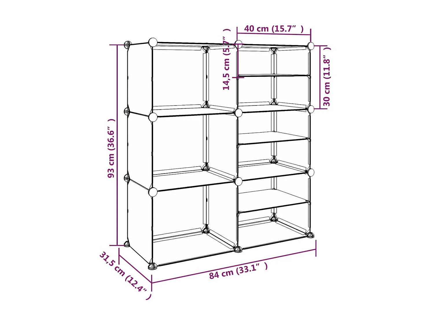 sapateira Transparente 84x31,5x93 cm PP