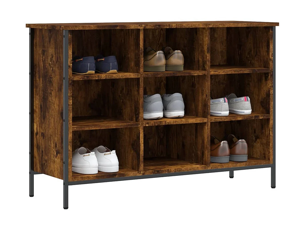 Gerookt eiken schoenenkast 100x35x70 cm samengesteld hout