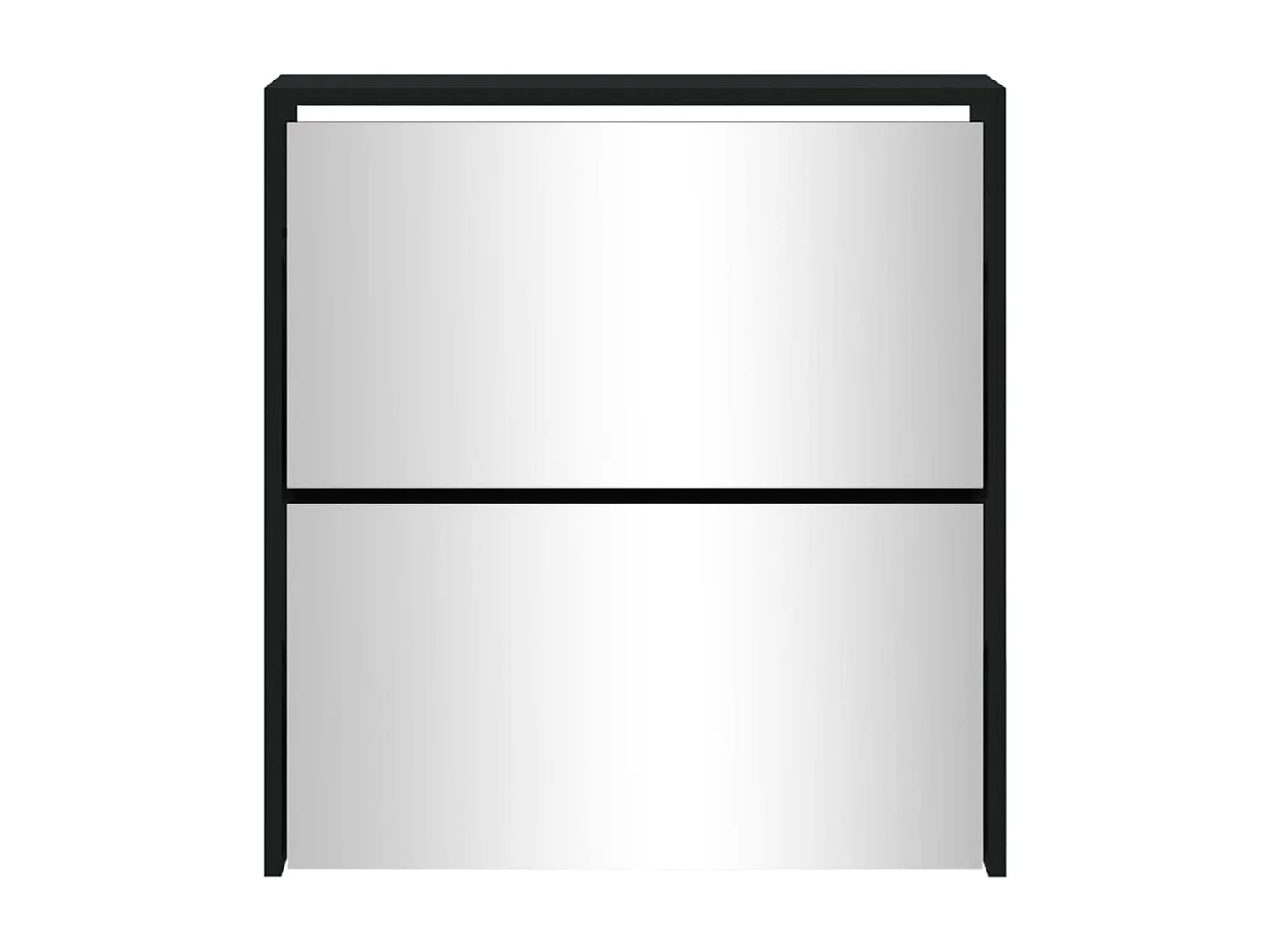 Schuhschrank mit Spiegel auf 2 Ebenen Schwarz 63x17x67 cm