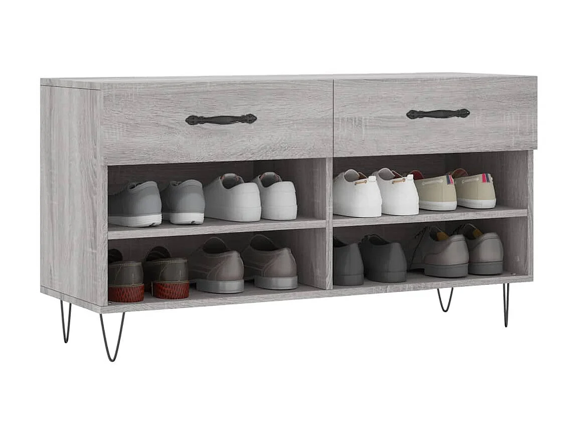 Banc à chaussures sonoma gris 102x35x55 cm bois d'ingénierie