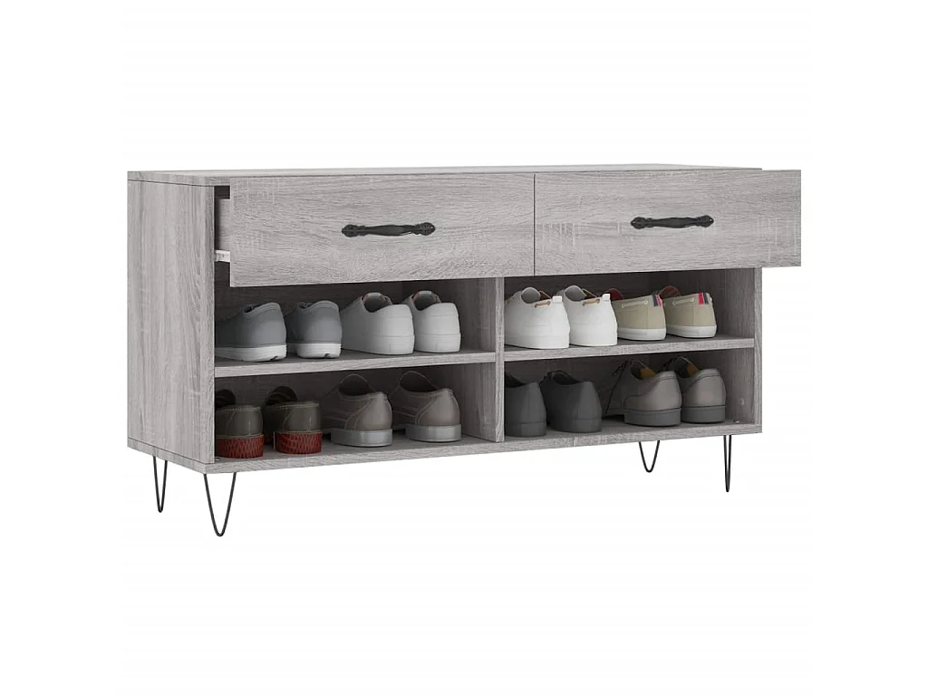Banc à chaussures sonoma gris 102x35x55 cm bois d'ingénierie