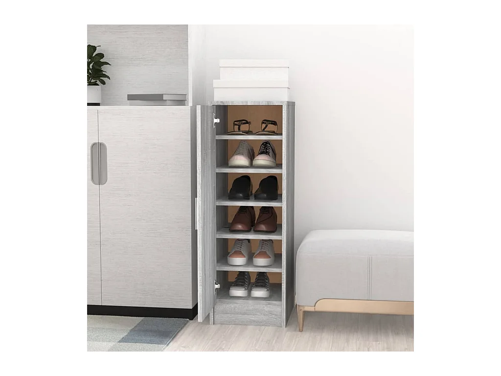 Sonoma schoenenkast grijs 32x35x92 cm Bewerkt hout