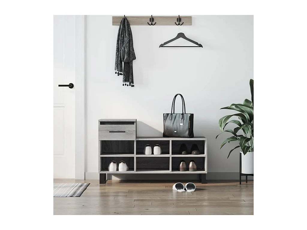 Armoire à chaussures Sonoma gris 102x36x60 cm Bois d'ingénierie
