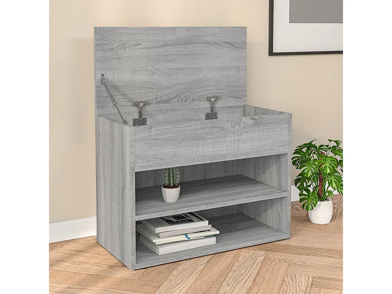 Banco de sapatos Sonoma cinza 60x30x45 cm Madeira trabalhada