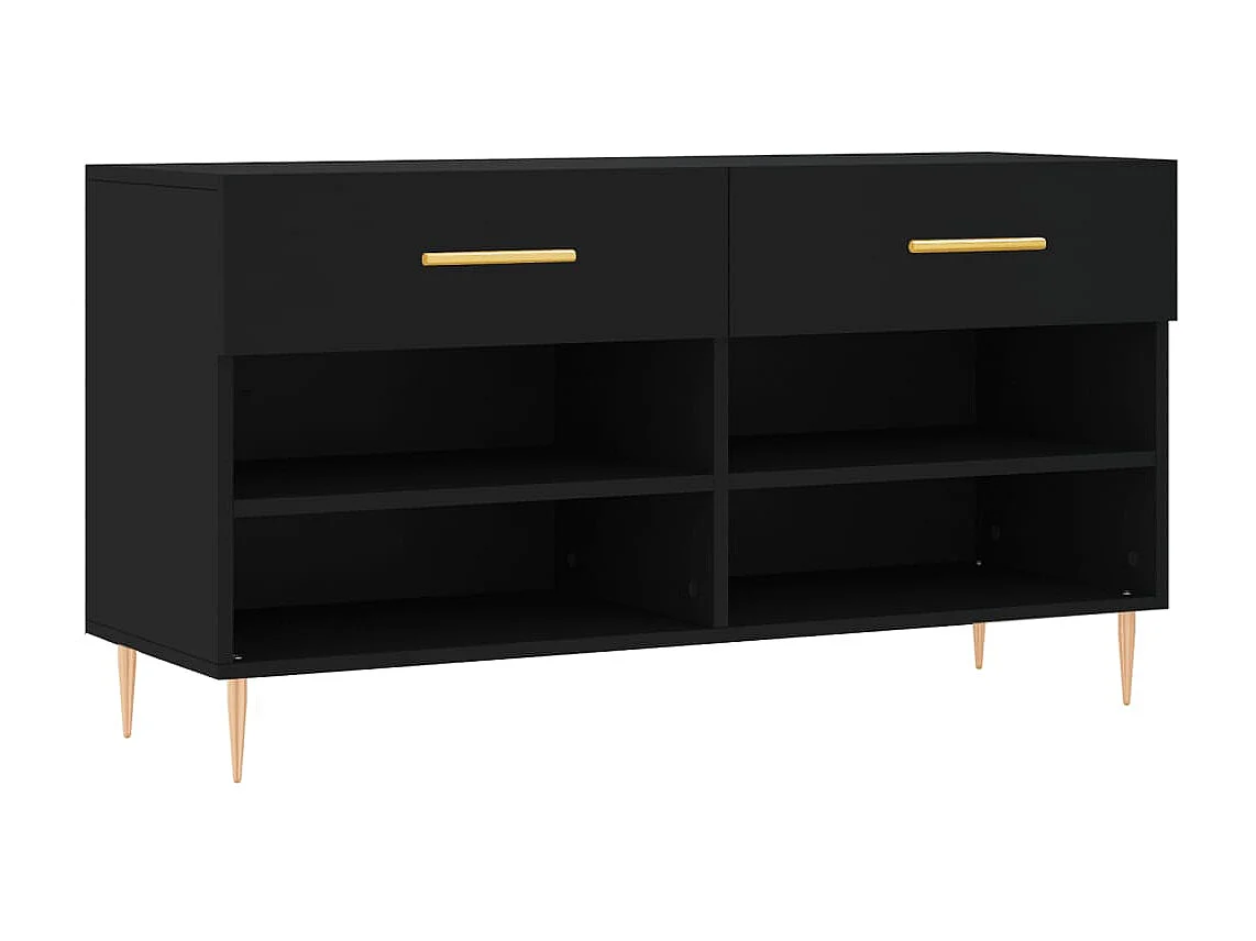 Banc à chaussures noir 102x35x55 cm bois d'ingénierie