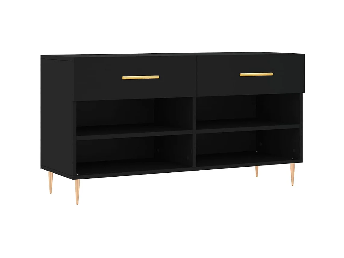 Schwarze Schuhbank 102x35x55 cm aus Holzwerkstoff