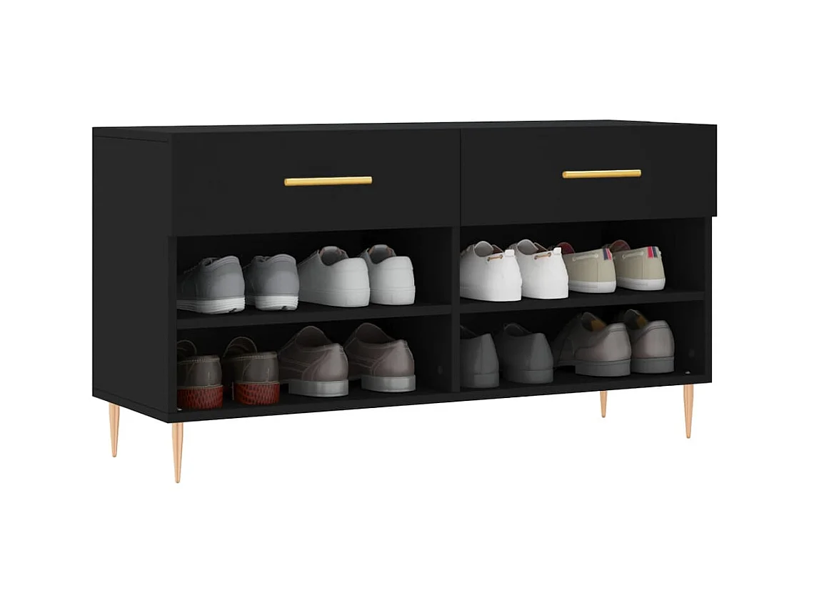 Schwarze Schuhbank 102x35x55 cm aus Holzwerkstoff