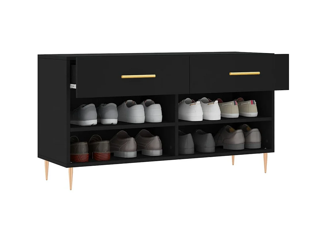 Schwarze Schuhbank 102x35x55 cm aus Holzwerkstoff