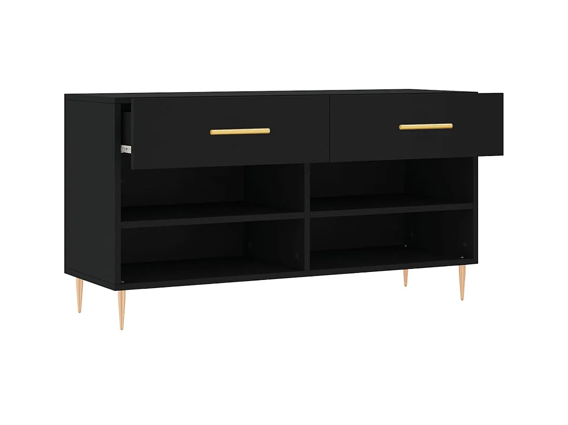 Schwarze Schuhbank 102x35x55 cm aus Holzwerkstoff