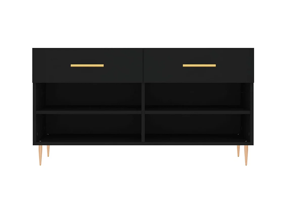 Schwarze Schuhbank 102x35x55 cm aus Holzwerkstoff