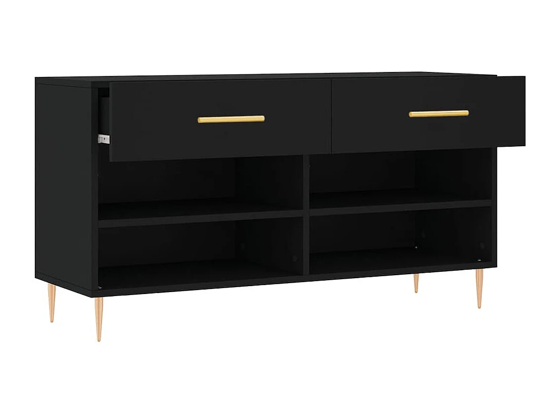 Banc à chaussures noir 102x35x55 cm bois d'ingénierie