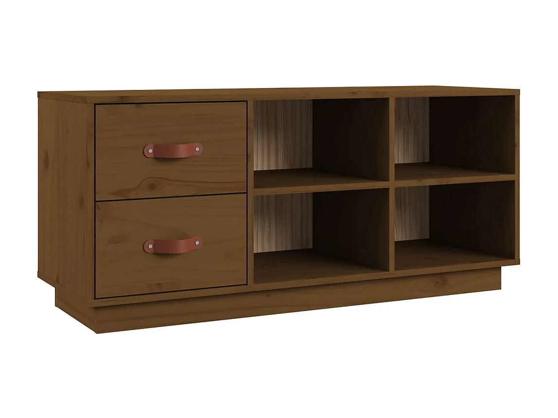 Banco zapatero Marrón miel 100x34x45 cm Madera maciza de pino