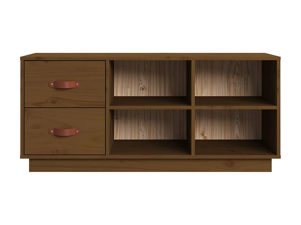 Banco zapatero Marrón miel 100x34x45 cm Madera maciza de pino