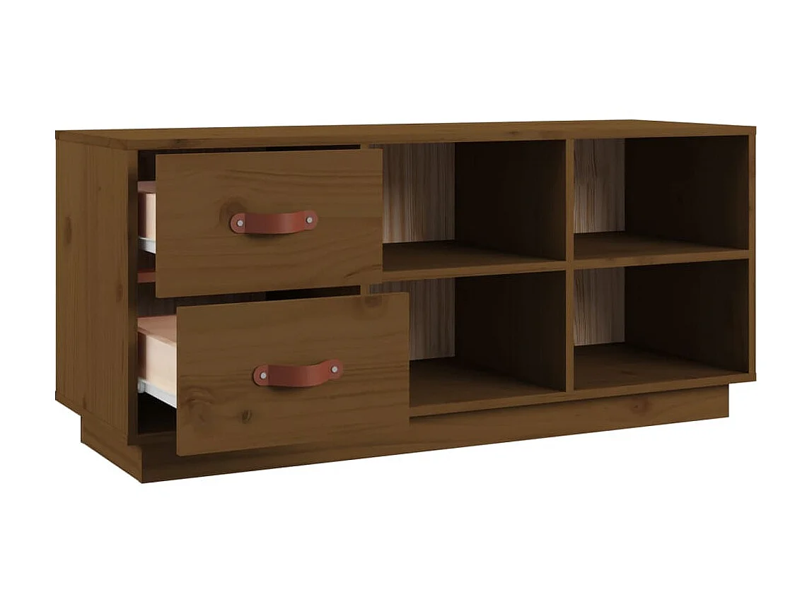 Banco zapatero Marrón miel 100x34x45 cm Madera maciza de pino