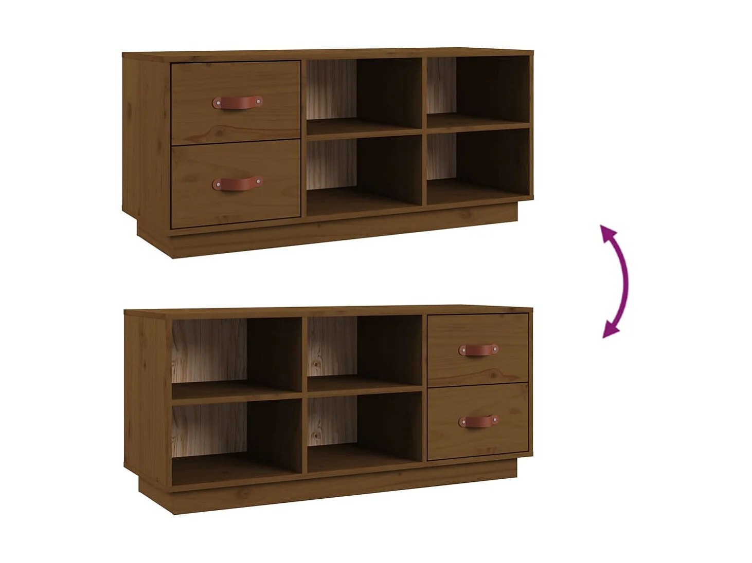 Banco zapatero Marrón miel 100x34x45 cm Madera maciza de pino