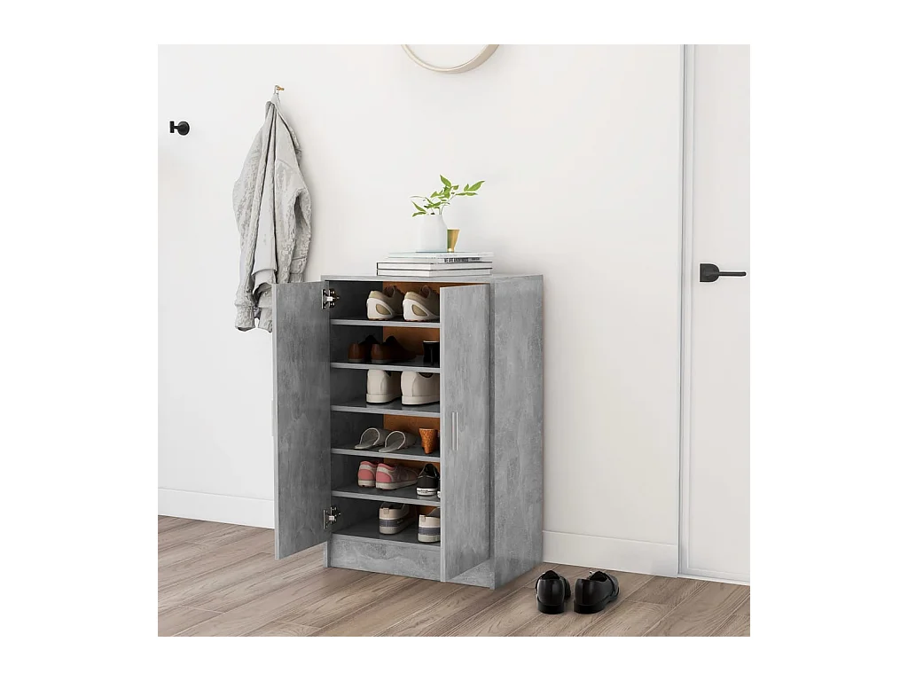 Armoire à chaussures Gris béton 60x35x92 cm Aggloméré