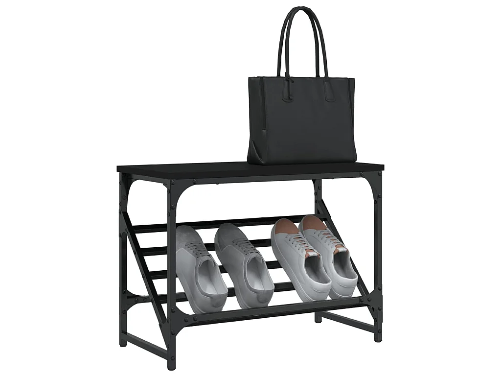 sapateira preta 60x30x45 cm madeira projetada