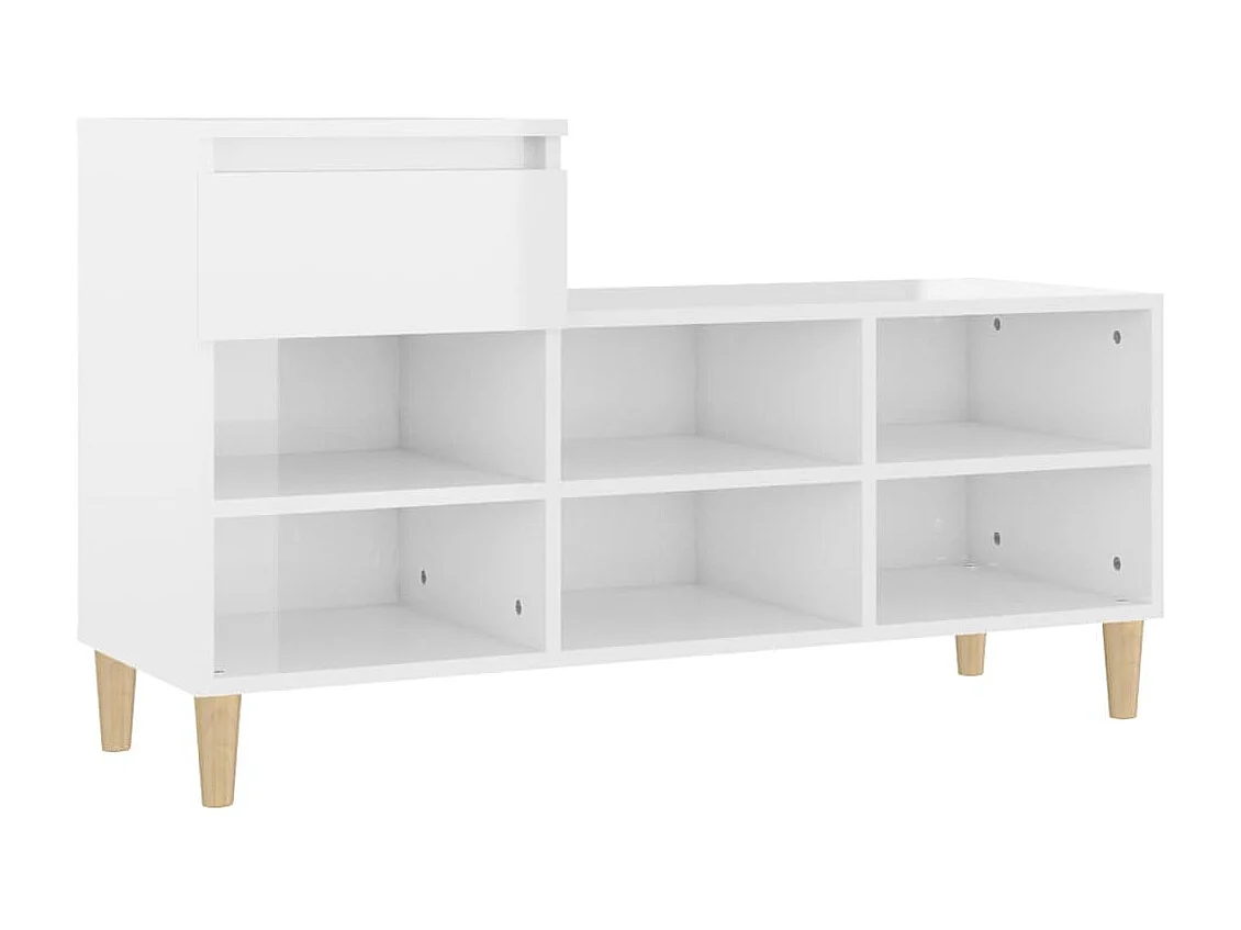 Sapateira branco brilhante 102x36x60 cm Madeira trabalhada