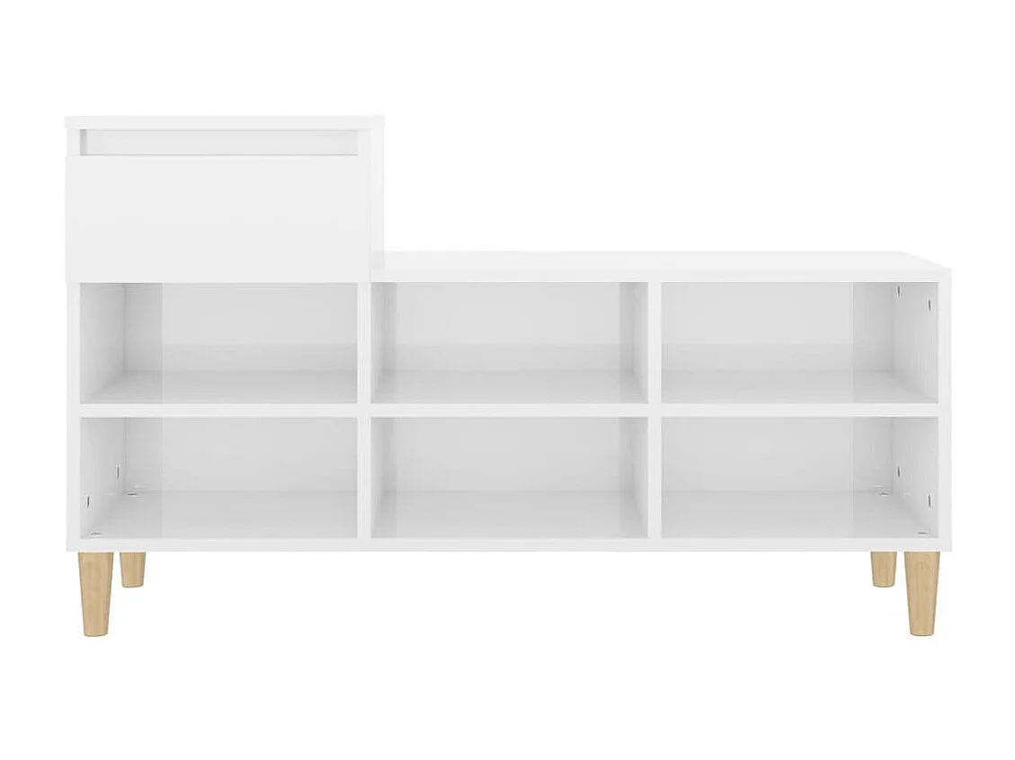 Sapateira branco brilhante 102x36x60 cm Madeira trabalhada