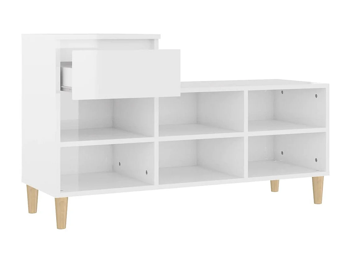 Sapateira branco brilhante 102x36x60 cm Madeira trabalhada