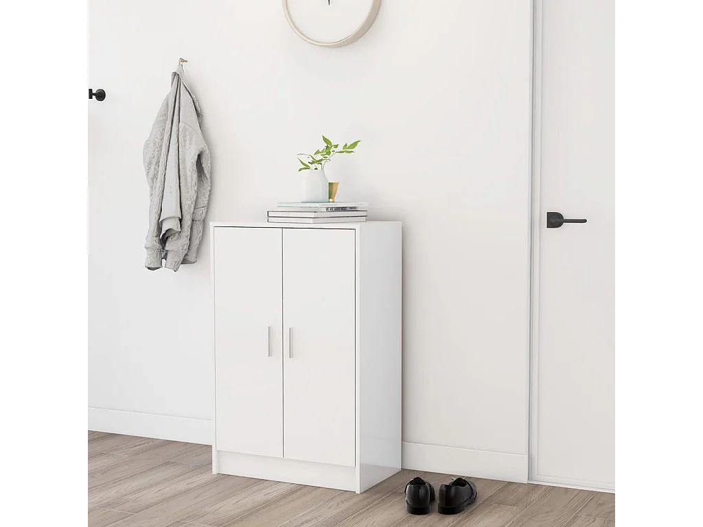 Armoire à chaussures Blanc brillant 60x35x92 cm Aggloméré