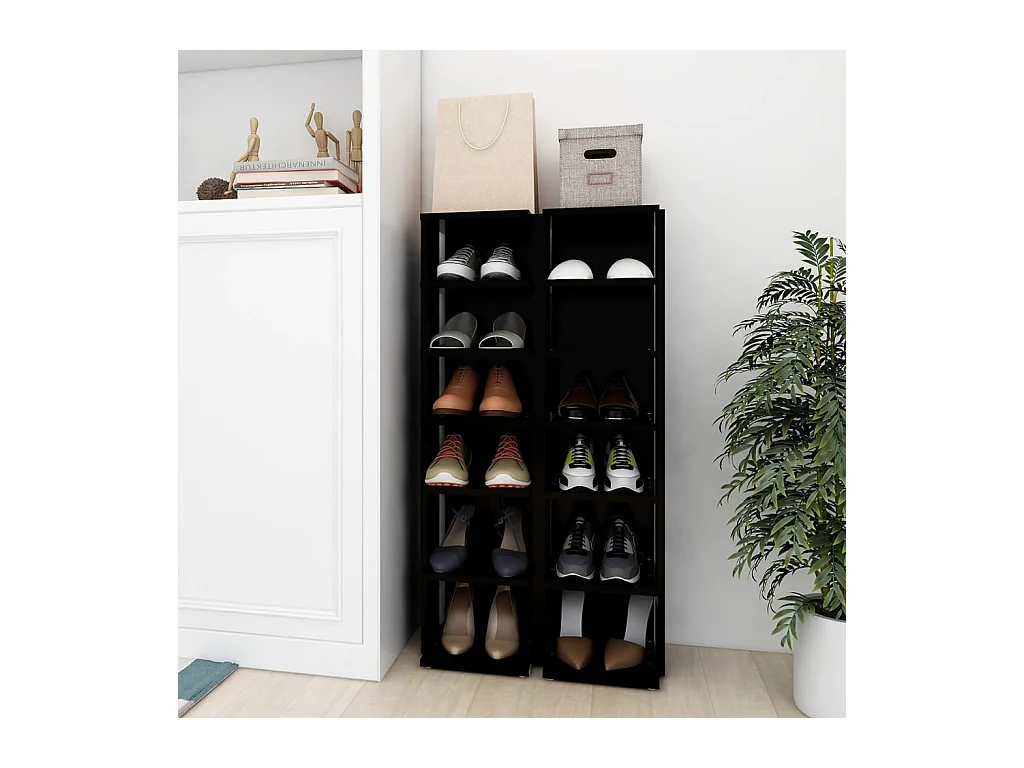 Schoenenkasten 2 stuks Zwart 27,5x27x102 cm