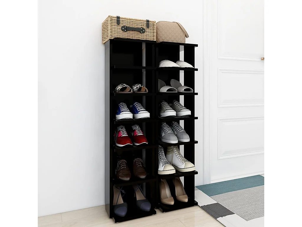 Schoenenkasten 2 stuks Zwart 27,5x27x102 cm