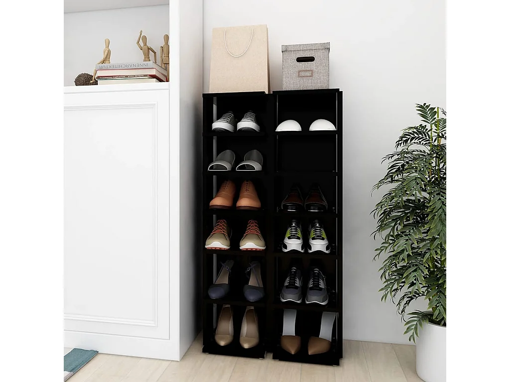 Armários para sapatos 2 unidades preto 27,5x27x102 cm